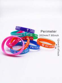 5pcs/10pcs/20pcs Set Assorted Color Bible Verse & Inspirational Phrase Silicone Bracelets, Suitable For Daily Wear And Gift-Giving