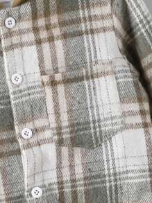 Young Boy Plaid Pattern Hoodie Top And Pants Set, Autumn/Winter - Khaki - View 4