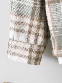 Young Boy Plaid Pattern Hoodie Top And Pants Set, Autumn/Winter - Khaki - View 5