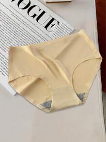 3pcs/Pack Thin Women's Sexy Solid Color Triangle Panties, Mid-Waist Ice Silk Underwear For Girls - Multicolor - View 4