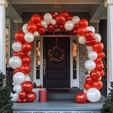 82/118 件圣诞气球花环拱门套件，含红白气球、红星铝箔气球，用于室内外派对装饰、圣诞装饰 - 彩色 - 查看 6
