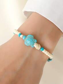 1 chiếc vòng tay hạt ngọc lam, rùa, sao biển, vỏ sò phong cách Bohemian Retro Ocean, phù hợp với phụ nữ - vòng tay đính cườm - Xem 2