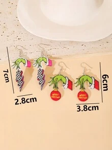 1 对 Grinki 亚克力元素耳环，适合日常和派对佩戴，送给女性的精美礼物 - 彩色 - 查看 7