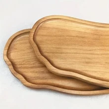 1 件乡村风格木制圆形托盘，多功能相思木拼盘，用于早餐、甜点、面包和零食，非常适合圣诞节和感恩节餐桌装饰，简约木制茶盘、零食和水果碗 - 黃色 - 查看 7