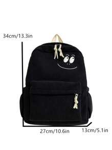 1pc Cute Simple Corduroy School Backpack For Students, Girls
