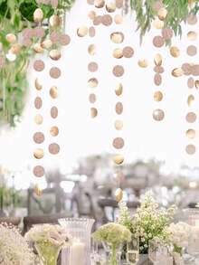 闪光香槟金装饰纸波尔卡圆点花环派对丝带背景吊袜带挂饰横幅 / 婚礼 / 单身派对 / 新娘送礼会 / 圣诞节 / 家庭 / 订婚 / 新年 - 粉紅金色 - 查看 6