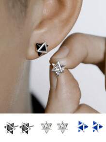 1 par de brincos masculinos com design geométrico simples, brincos triangulares da moda, adequados para uso diário, viagens, festas, presentes de aniversário e qualquer ocasião