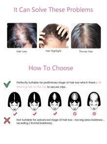 7*9 Hair Piece Hair Pad Hair Root Patch Invisible Seamless One-Piece Thickening Hair Volume Fluffy Top Hair Replacement Female Human Hair Topper Clip In Hairpiece Straight Seamless Wiglet Replacement For Women Hair Loss - S2 - View 8