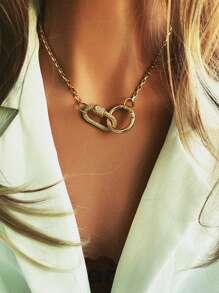 1 chiếc vòng cổ Starburst, vòng cổ Carabiner vàng, vòng cổ xích mắt xích, vòng cổ xích mắt xích có chốt vặn - vàng vàng - Xem 10