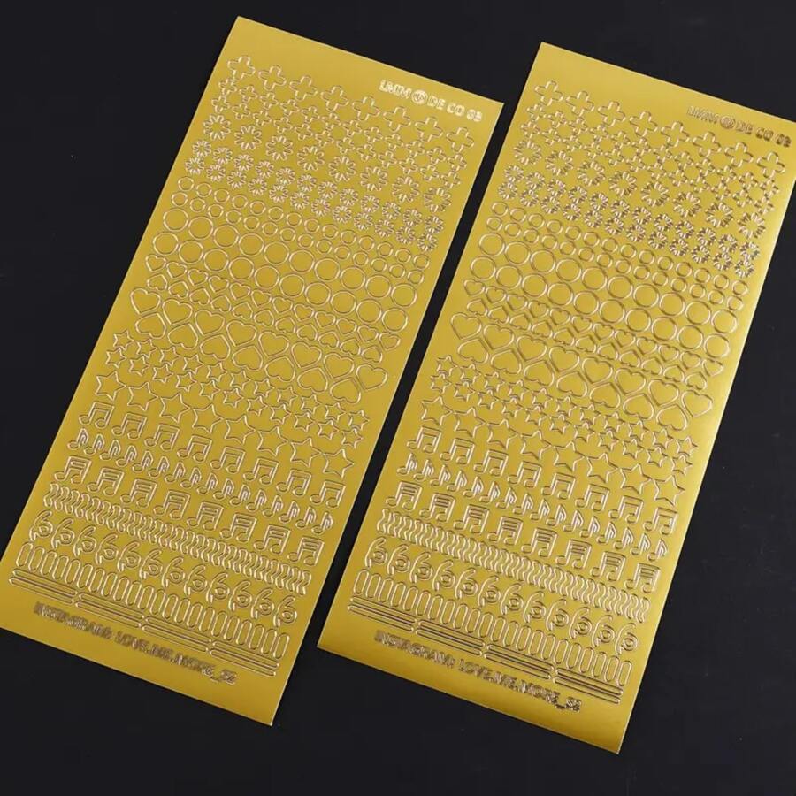 1 miếng dán họa tiết trái tim màu vàng/bạc - Polyethylene Terephthalate chủ đề tình yêu - Trang trí lấp lánh tự dính bóng cho bề mặt nhựa, sử dụng một lần, hình dạng không đối xứng - Một cỡ - Xem 1