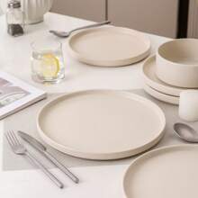 vancasso 12 Pcs Stoneware Dinnerware Set, Dinner Plates, Dessert Plates And Soup Plates For 4 Person, White Set - 白色 - 查看 4