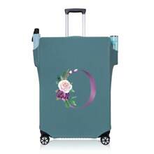 行李箱罩旅行箱罩适用于 18 至 32 英寸行李箱保护套男女户外度假旅行必备配件涤纶行李箱弹力防尘罩时尚首字母姓名 A 至 Z 字母印花 - 藍-圖案 1 - 查看 13