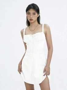 Women's Summer Corset White Mini Dress Lace Up Backless A-Line Flowy Sundress Going Out  Fashion Party Dresses  Graduation Dresses For Women - 白色 - 查看 10