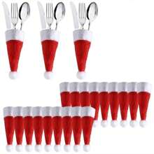 10/20 chiếc Giá đựng dao kéo Giáng sinh, Mũ ông già Noel Giáng sinh Giá đựng đồ bạc Túi đựng dao kéo mini cho bàn ăn Giáng sinh Đồ trang trí đồ ăn bỏ túi Đồ dùng phẳng cho dao Nĩa Thìa, Mũ trang trí rượu vang đỏ, Quà tặng Giáng sinh tốt nhất Trang trí phòng sinh nhật Đồ trang trí Giáng sinh Mùa đông - Đỏ và trắng - Xem 4