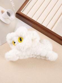 1个彩色女士/女孩蓬松3D猫耳爪发夹，适用于丸子头、盘发、发圈，秋冬季情人节发饰，发爪，爪夹，发夹，发卡，夹子，秋季度假装扮，女士夏季海滩度假发夹 - 彩色 - 查看 9