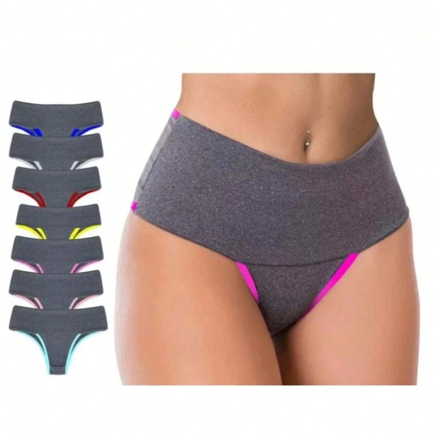 Kit 3 Calcinhas Cós Alto Compressão Modeladora Seca Barriga- - Multicolorido - Visão 1