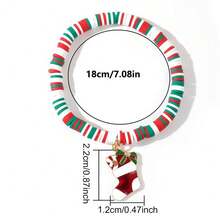 2 件套随机圣诞聚合物粘土弹力串珠手链，圣诞老人礼物，混合吊坠形状，适合男士和女士节日派对 - 彩色 - 查看 7