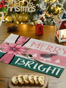 1 件/4 件/6 件冬季圣诞装饰餐垫，“你好冬天”，圣诞雪人与驯鹿亚麻餐垫，防尘垫，适用于家庭、餐厅、餐厅、餐桌装饰、家居摆设 - 彩色 - 查看 17