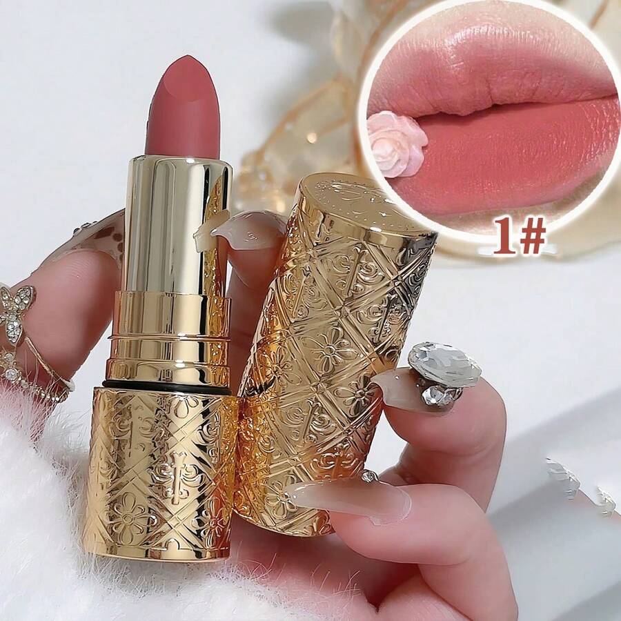 1 thỏi son lì nhung lì lâu trôi không thấm nước mịn màng không dính cốc màu sắc phong phú cho nữ màu nude trang điểm môi Rouge