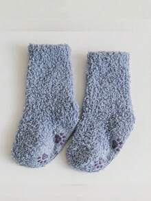 1 Pair Coral Fleece Thick Non-Slip Floor Socks For Babies, Toddler Crew Socks For Indoor Wear, Autumn/Winter - Multicolor - View 26