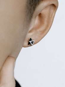 1 par de brincos masculinos com design geométrico simples, brincos triangulares da moda, adequados para uso diário, viagens, festas, presentes de aniversário e qualquer ocasião