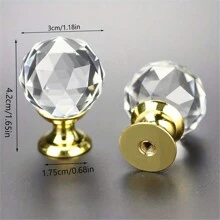 10pcs 30mm Round Crystal Glass Cabinet Knobs, Drawer Pulls Handles For Kitchen/Wardrobe Doors, Furniture Hardware - Multicolor - View 5