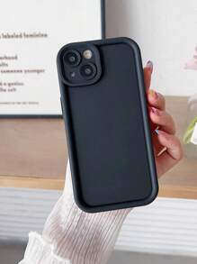 Prostota Modne Podniesione Krawędzie Ochrona Premium Teksturowane Czarne Miękkie Silikonowe Etui na Telefon z Ochroną Aparatu Kompatybilne z Samsung Galaxy I kompatybilne z serią Odporna na wstrząsy Tylna Obudowa Telefonu z TPU