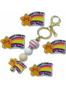 Bộ 5 hạt nhân vật silicon, "Hôm nay tôi không mất!" Hạt tiêu điểm silicon, Bút hạt thủ công sáng tạo DIY, Bút bi nhiều màu, Móc chìa khóa, Phụ kiện trang sức - hạt sao - Xem 3