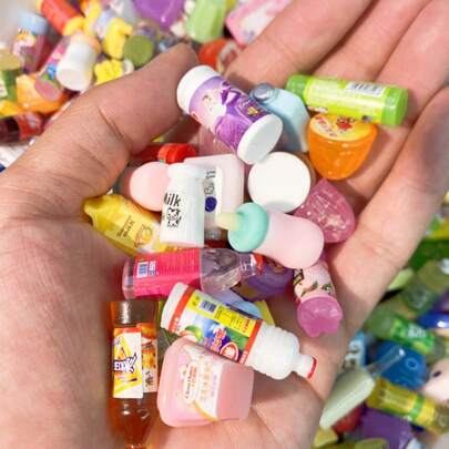 10/20/30pcs 3D Simulation Beverage Cans & Bottles Miniature DIY Jewelry Accessories, Resin Craft Decor For Dollhouse, Mini Convenience Store, Assorted Style