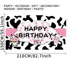 1 pieza Fondo de fotografía con diseño de vaca de dibujos animados para granja, tela de poliéster con manchas de vaca, pancarta para fiesta de 59.1*39.4/82.7*59.1/90.6*70.9 pulgadas, fondo para fotografía de recién nacidos, interior y exterior, Día de San Valentín - Multicolor - Ver 4