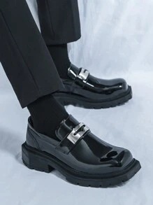 Giày lười đế dày tăng chiều cao cho nam Giày lười da bóng tua rua công sở cho nam - màu đen - Xem 5