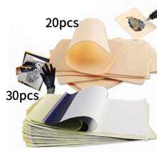 纹身练习皮肤和转印纸套装：各种尺寸的双面空白假皮和各种尺寸的纹身转印纸，是纹身艺术家理想的纹身练习用品