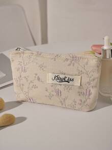 1 cái/bộ Túi đựng đồ trang điểm cầm tay màu be, vải Jacquard màu hồng hoa hồng. Túi đựng đồ trang điểm du lịch cỡ lớn, tối giản, đa chức năng, túi đựng mỹ phẩm bằng vải canvas, túi đựng đồ vệ sinh cá nhân di động. Thiết kế khóa kéo mở lớn, đựng mỹ phẩm, son môi, trang sức, chăm sóc móng tay, chăm sóc da, có thể đựng trang sức, kẹo, khăn giấy, băng vệ sinh, băng vệ sinh, tiền lẻ, chìa khóa, tai nghe, túi đựng đồ dễ thương, thích hợp cho phụ nữ, du lịch, ký túc xá, trường học. Quà tặng cho bé gái. Quà tặng ngày lễ - Màu be - Xem 13