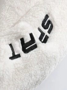 1pc Men Polar Fleece Hooded Sweatshirt, Warm And Windproof For Autumn/Winter - White - View 5