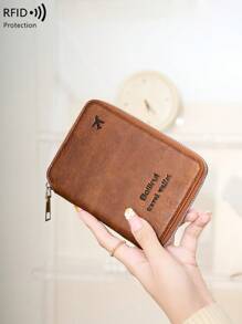 Ví đựng hộ chiếu RFID nước ngoài mới có khóa kéo đựng vé, thiết kế đơn giản cho nam và nữ, vật dụng thiết yếu khi đi du lịch, tập luyện, cắm trại, ngày lễ, phụ kiện đi nghỉ, phụ kiện du lịch, bao đựng hộ chiếu khi đi du ngoạn - màu nâu - Xem 2