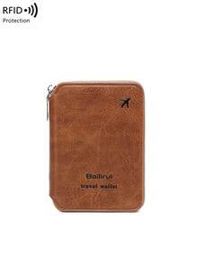 Ví đựng hộ chiếu RFID nước ngoài mới có khóa kéo đựng vé, thiết kế đơn giản cho nam và nữ, vật dụng thiết yếu khi đi du lịch, tập luyện, cắm trại, ngày lễ, phụ kiện đi nghỉ, phụ kiện du lịch, bao đựng hộ chiếu khi đi du ngoạn - màu nâu - Xem 7