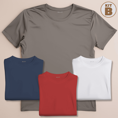 KIT 4 Camisetas Dry fit Slimfit Padrão e Plus Academia Casual Treino Musculação Esportes ao Ar Livre Exercícios Corrida Tecido Furadinho Básica