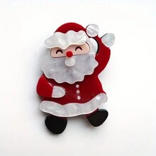 1 件复古风格亚克力圣诞老人胸针，适合圣诞节假期、节日派对配饰、无电镀、圣诞节和休闲装扮，适合日常和特殊场合 - 彩色 - 查看 8