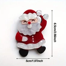 1 件复古风格亚克力圣诞老人胸针，适合圣诞节假期、节日派对配饰、无电镀、圣诞节和休闲装扮，适合日常和特殊场合 - 彩色 - 查看 9