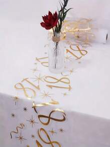 1pc,18/30/40/50/60/70 Years Old Polyester Table Runner,275*28cm,Hot Stamping Mesh Design Table Runner,18th Birthday Party Table Decor,40th 50th 60th Anniversary Retirement Party Supplies,Birthday Party Table Cover