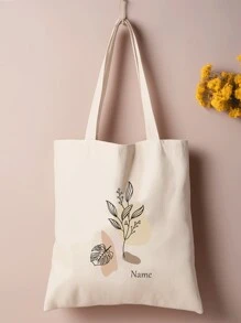 时尚秋季新品，一体式，花卉图案，爱心，艺术气息，可定制姓名，可定制文字，手提包，单肩包，手提包，纯色包，大容量，适合旅行，旅行必备，旅行，上学，工作，购物，派对，女士礼物，婚礼，纪念品包，女士手提包，女士单肩包，包包，布袋，简约，时尚，复古，可爱，街头风，生日礼物，圣诞节，感恩节，万圣节 - 米色 - 查看 6