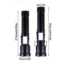 1 件装伸缩变焦高亮手电筒铝合金手电筒带侧灯电量显示可充电灯适用于户外露营家用应急照明手电筒 - 黑色 - 查看 4