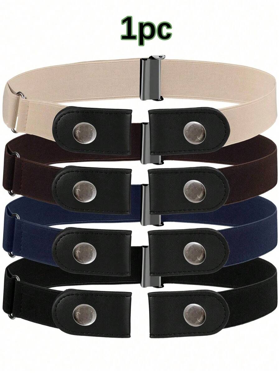 1pc Teens Elastic Invisible Waist Belt With Buckle, Decorative Stretch Waistband - Multicolor - View 1