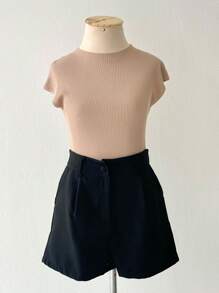 Female Fashion Shorts Women's Tailored Casual Versatile Front Pockets Zipper With Buttons - 黑色 - 查看 1