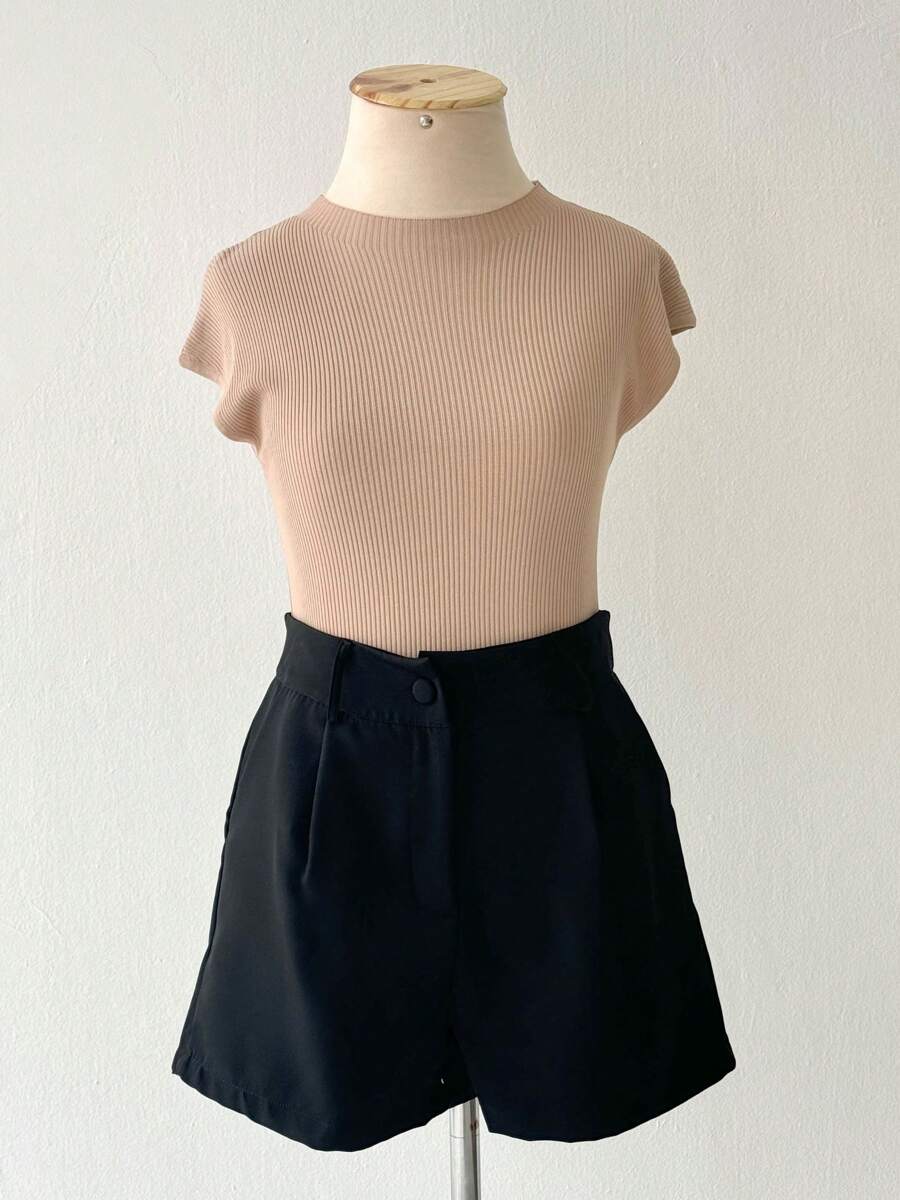 Female Fashion Shorts Women's Tailored Casual Versatile Front Pockets Zipper With Buttons - 黑色 - 查看 1