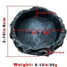 1pc Reptile Rock Food Dish - Durable Resin Craft Feeding Basin For Lizards, Bearded Dragons, Frogs, Geckos, Turtles, Hermit Crabs - Amphibious Water Bowl, Easy Cleaning, Space-Saving Design - Multicolor - View 4