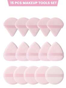 5/10/15/20/25 件化妆工具套装包括：1 个三角形粉扑 + 2 个水滴粉扑 + 2 个圆形粉扑 - 粉色 - 查看 16