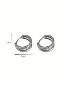 1 对极简主义双层弧形耳环，适合男士日常、节日、派对佩戴圣诞节新年情人节节日礼物 - 彩色 - 查看 5