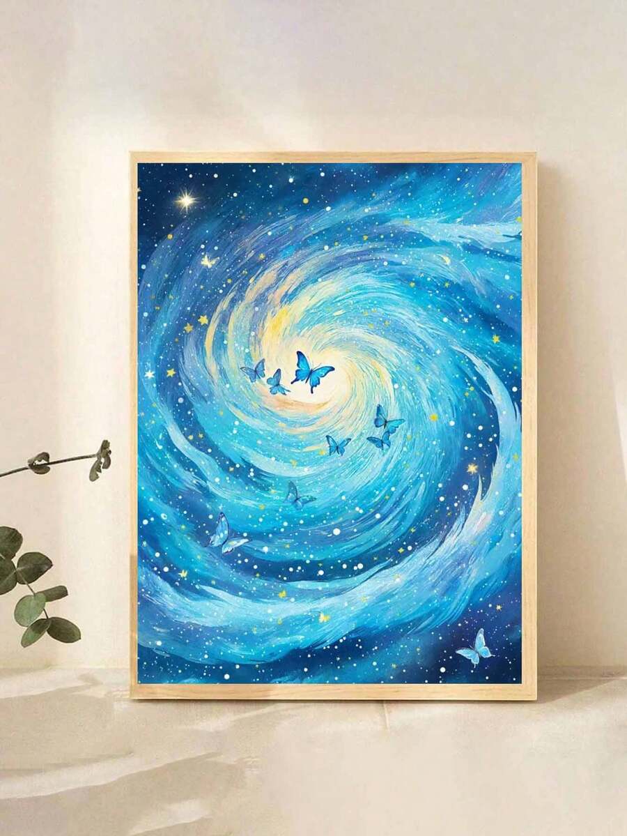 美丽的蝴蝶 5D 优质 DIY 钻石画手工制品 - 藏蓝色 - 查看 1