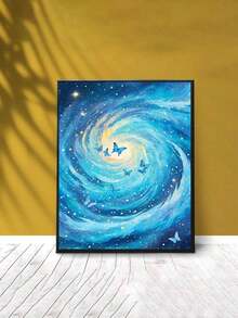 美丽的蝴蝶 5D 优质 DIY 钻石画手工制品 - 藏蓝色 - 查看 4